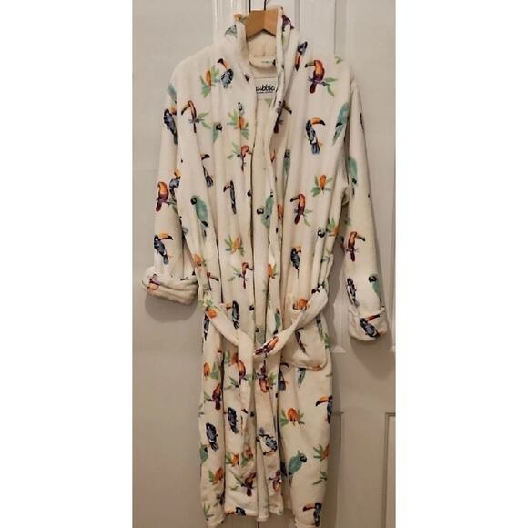 Chubbies Men's Tropical Bird Plush Calf-Length Robe With Tie - Picture 2 of 3